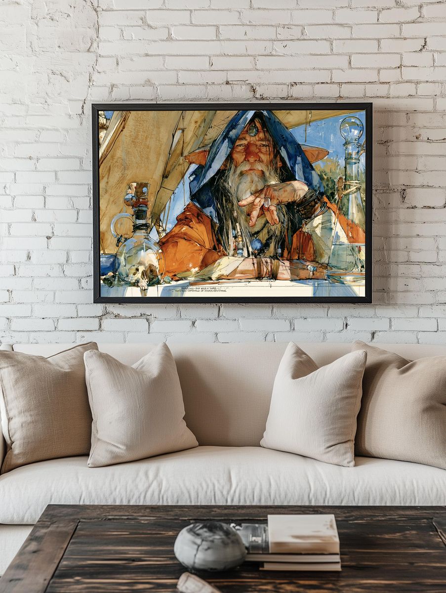 Wizard Alchemist Watercolor Poster. — room view 1