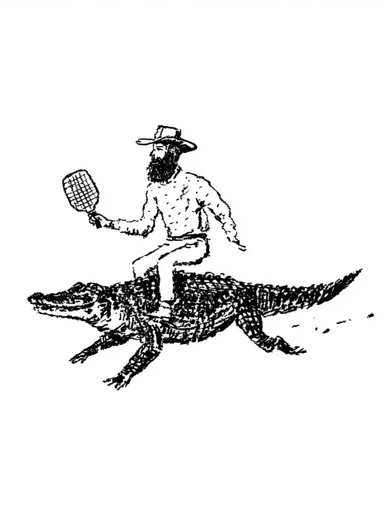 Cowboy on Alligator Print. poster — illustration art