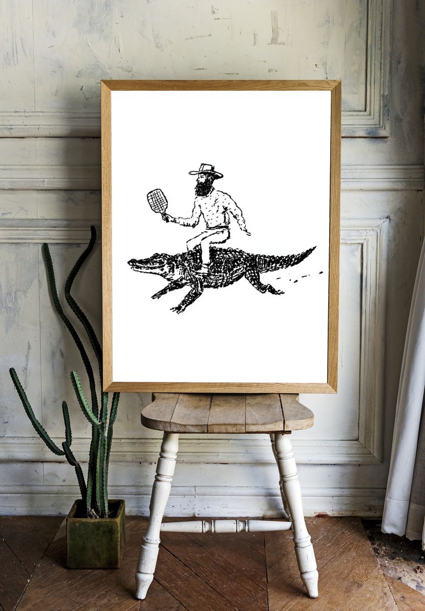 Cowboy on Alligator Print. — room view 1