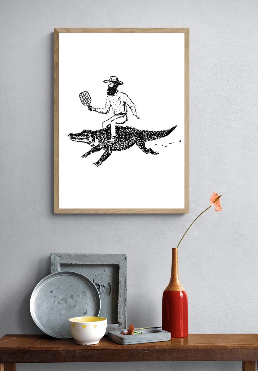Cowboy on Alligator Print. — room view 3