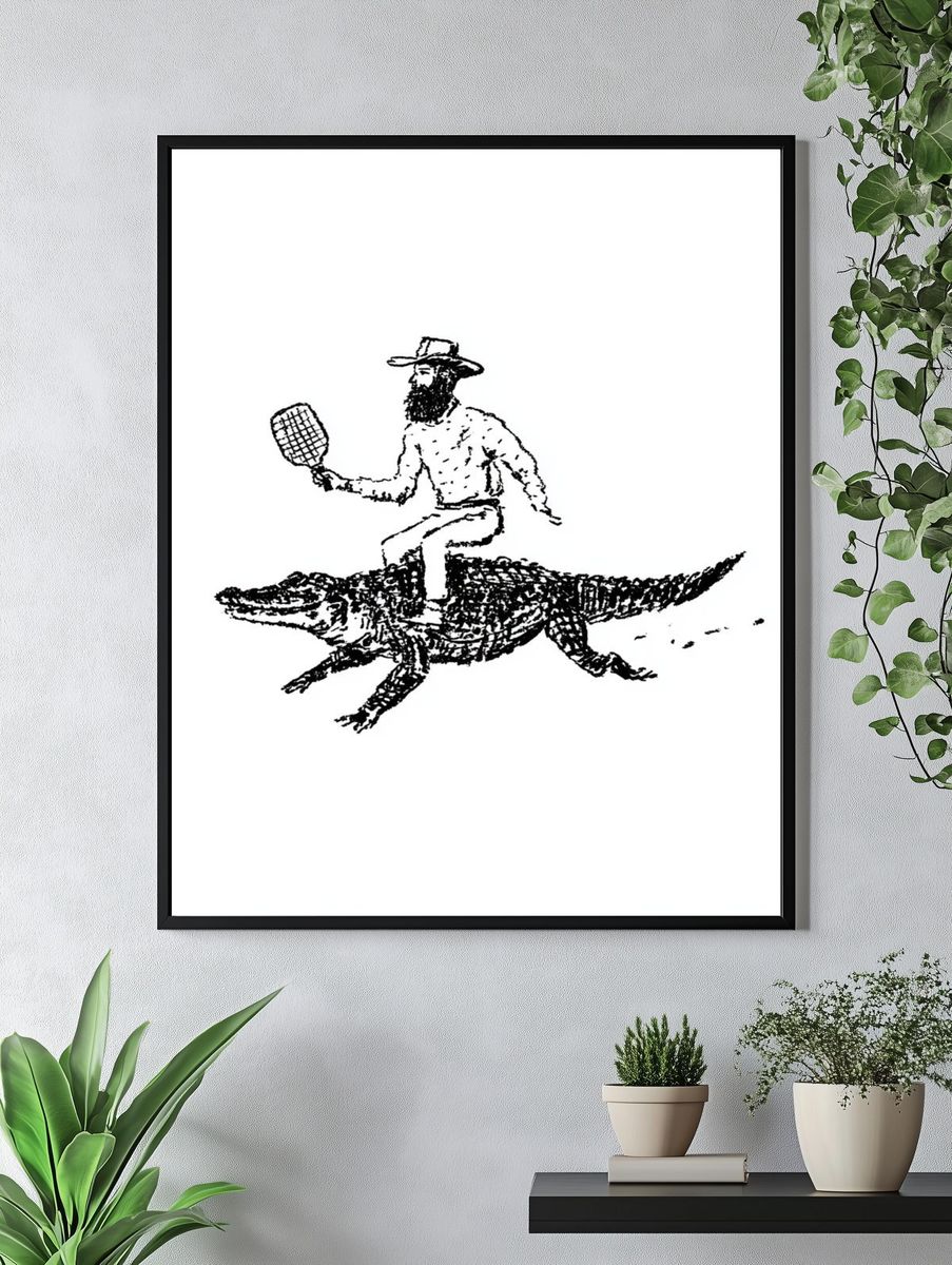 Cowboy on Alligator Print. — room view 4