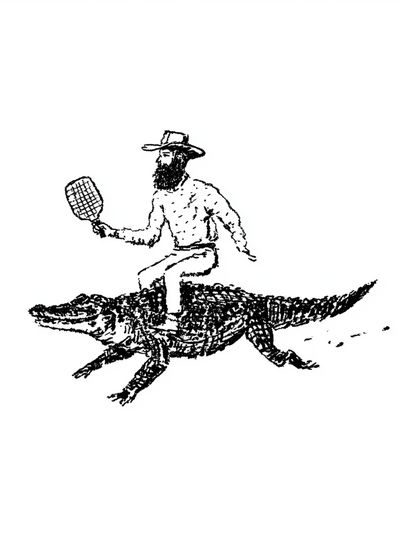 Cowboy on Alligator Print. poster