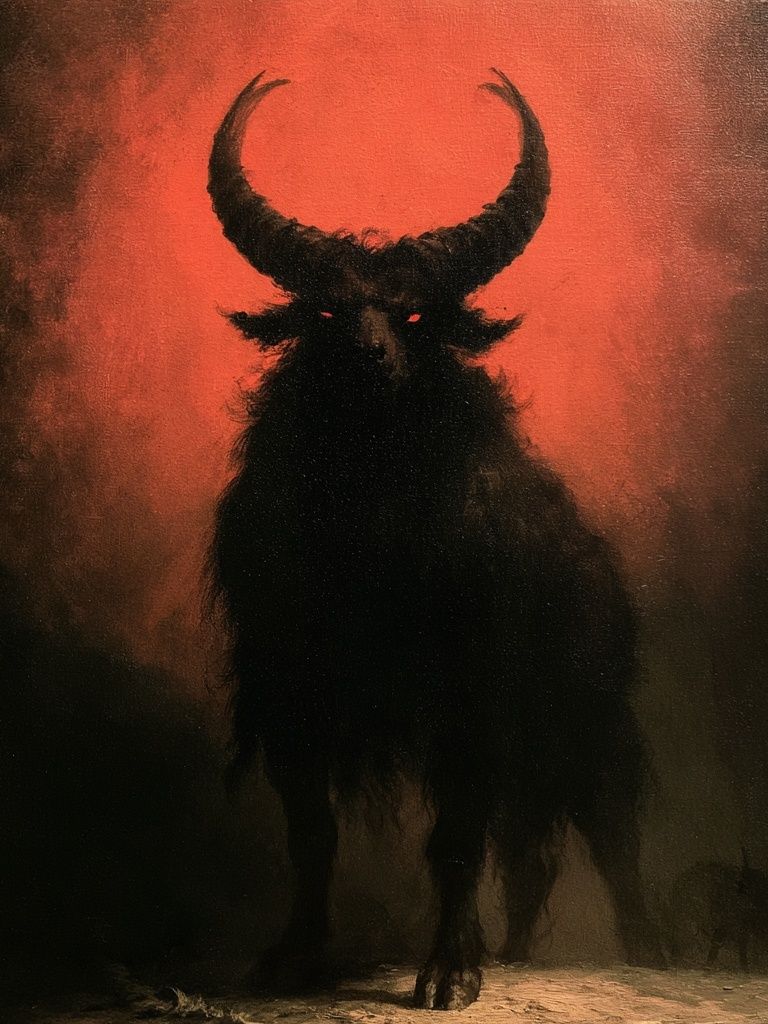 Horned Beast Dark Fantasy Print. poster — illustration art