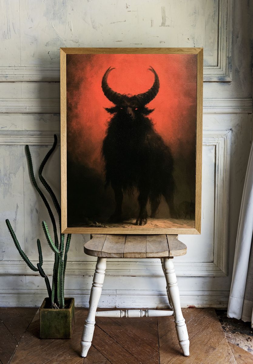 Horned Beast Dark Fantasy Print. — room view 1