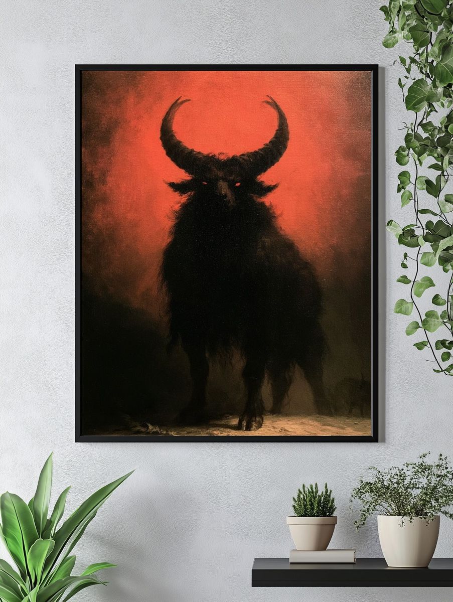 Horned Beast Dark Fantasy Print. — room view 4