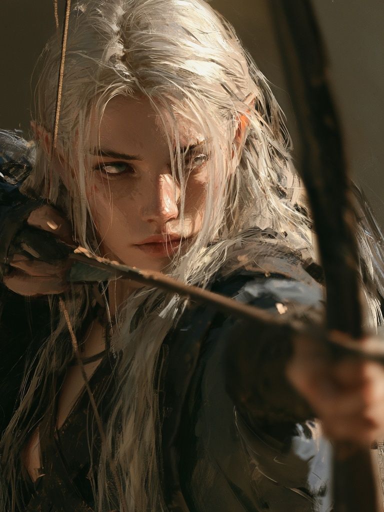 Elven Archer Portrait Print. poster detail