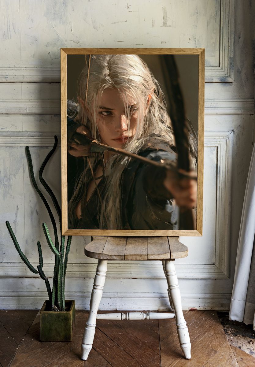 Elven Archer Portrait Print. — room view 1