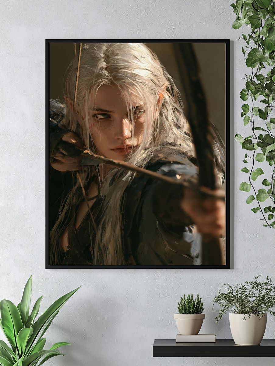 Elven Archer Portrait Print. — room view 4