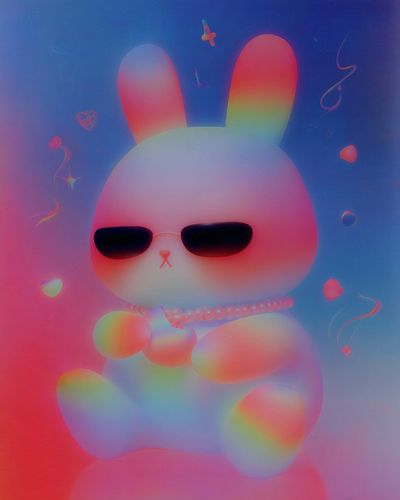 Rainbow Bunny Illustration Poster. poster print