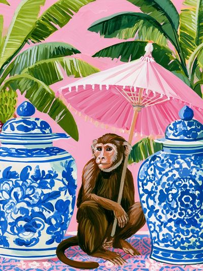 Tropical Monkey Illustration Poster. poster