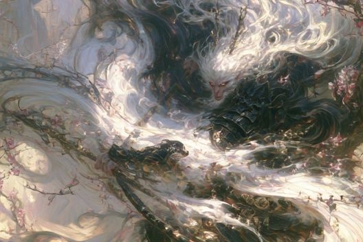 White Wolf Dreamscape Illustration Poster. poster detail