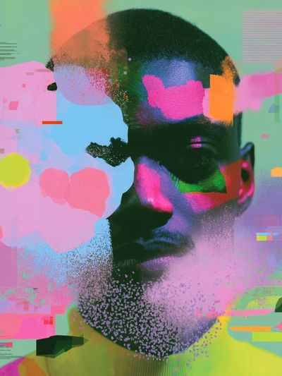 Glitch Portrait Digital Art Poster.
