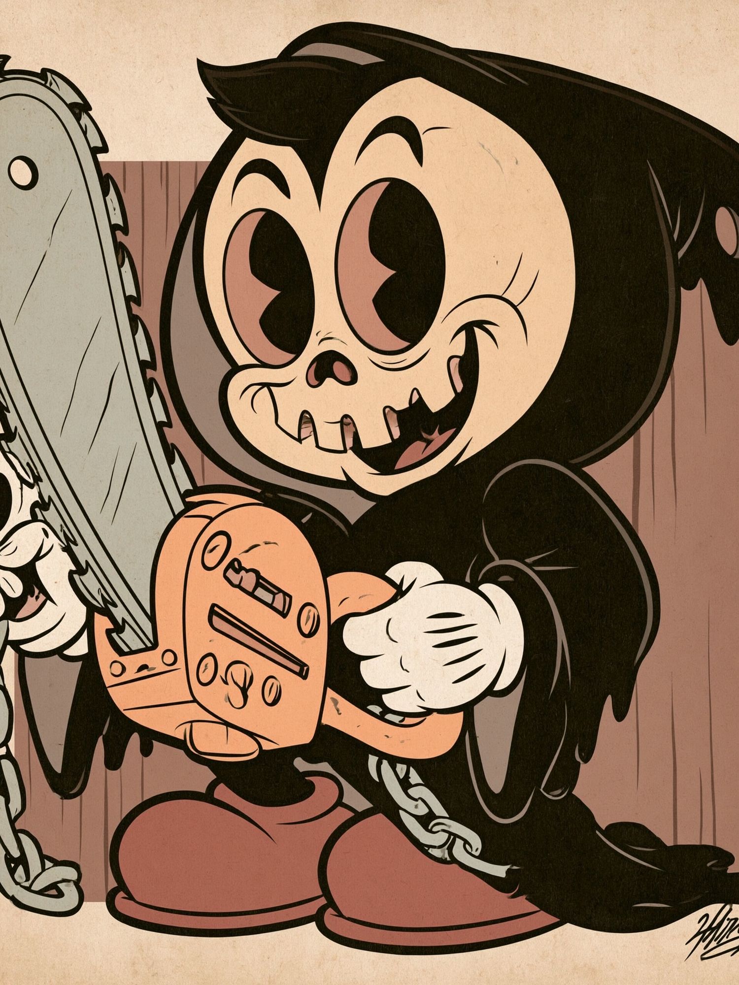 Chainsaw Cartoon Horror Print. poster detail