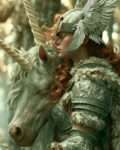 Unicorn Knight Fantasy Illustration Poster. poster print