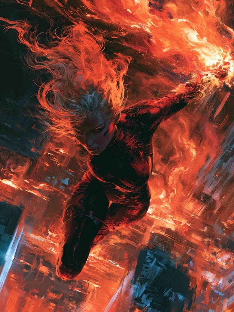 Fireborne Heroine Digital Art Poster. poster detail