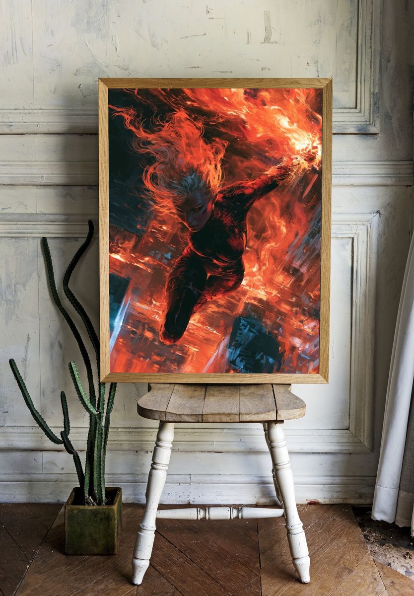 Fireborne Heroine Digital Art Poster. — room view 1
