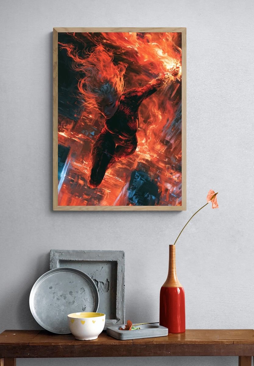Fireborne Heroine Digital Art Poster. — room view 3