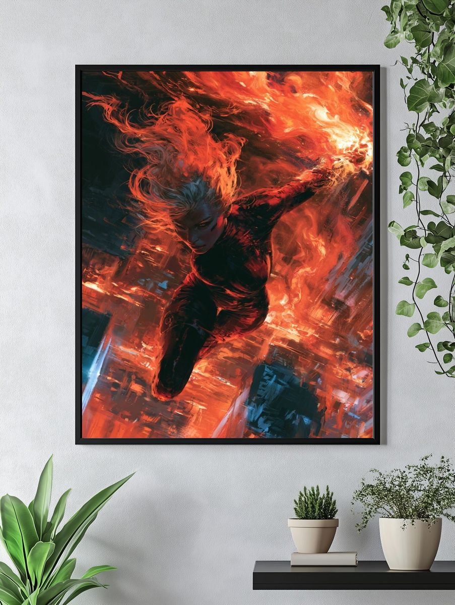 Fireborne Heroine Digital Art Poster. — room view 4