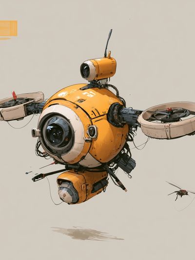 Floating Drone Illustration Poster. poster