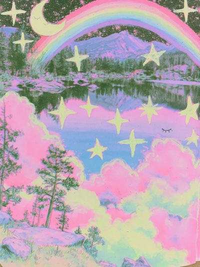 Pastel Rainbow Mountain Print. poster print