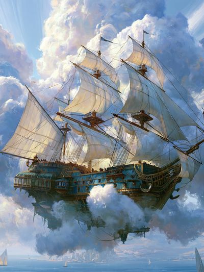 Skyborne Sailing Ship Fantasy Print. poster print