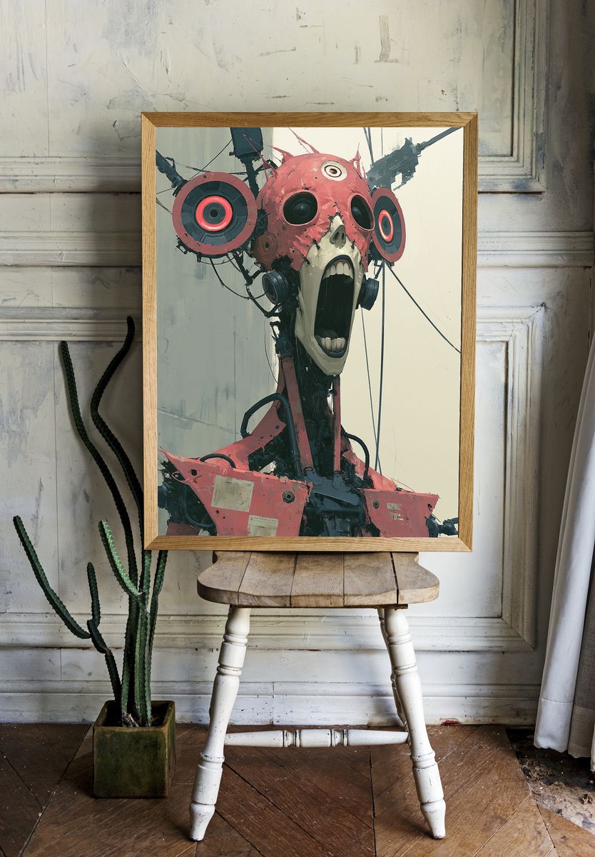 Screaming Cybernetic Head Poster. — room view 1