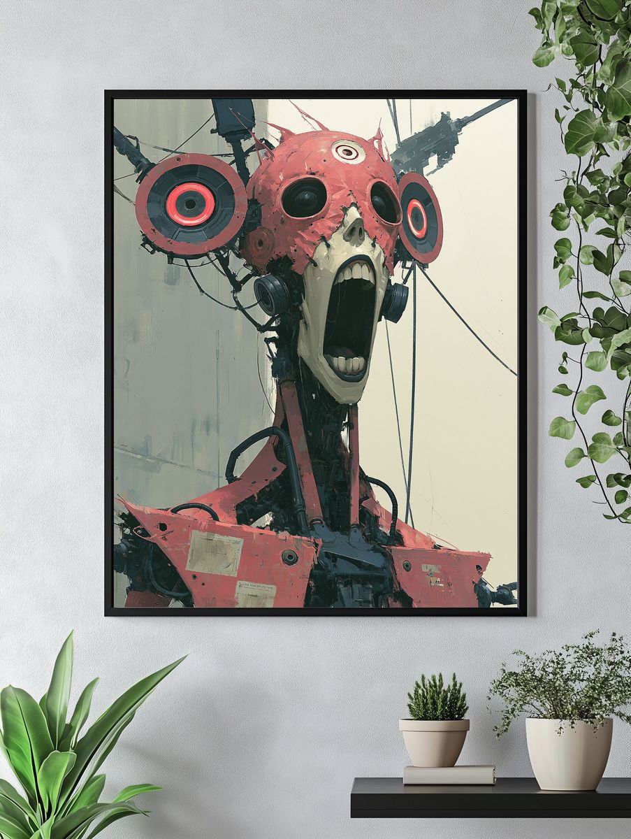 Screaming Cybernetic Head Poster. — room view 4