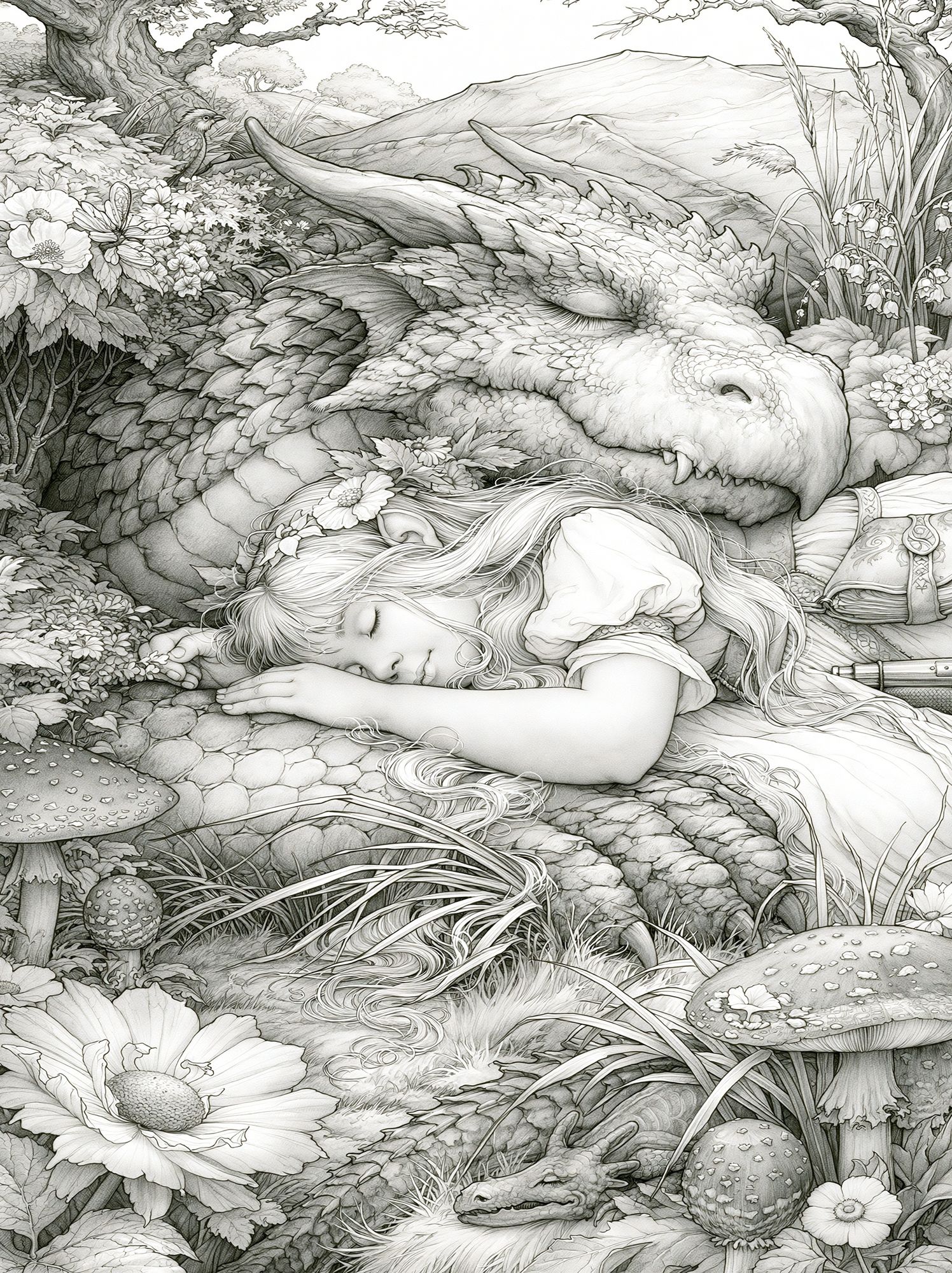 Sleeping Dragon Fantasy Illustration Poster. poster detail