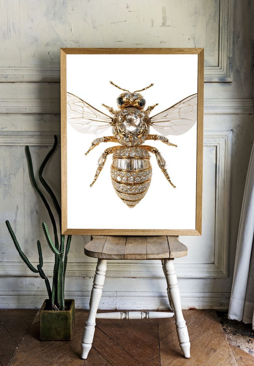 Jeweled Bee Illustration Poster. — room view 1