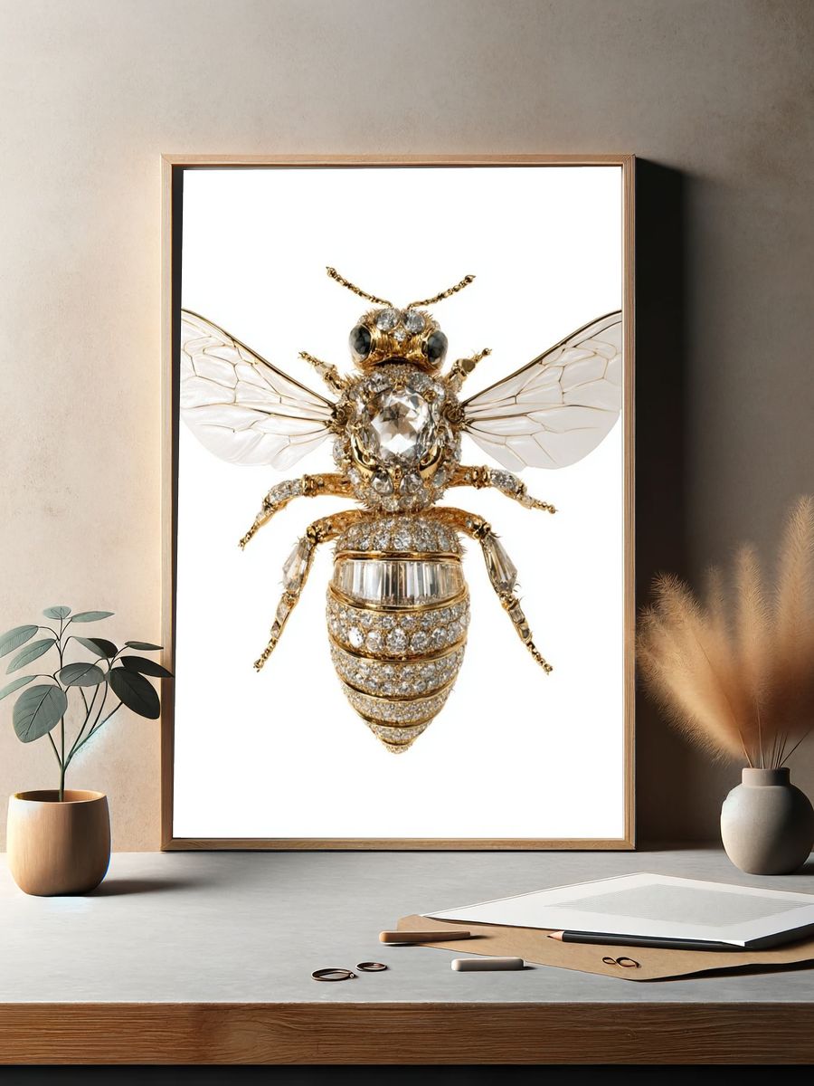 Jeweled Bee Illustration Poster. — room view 2