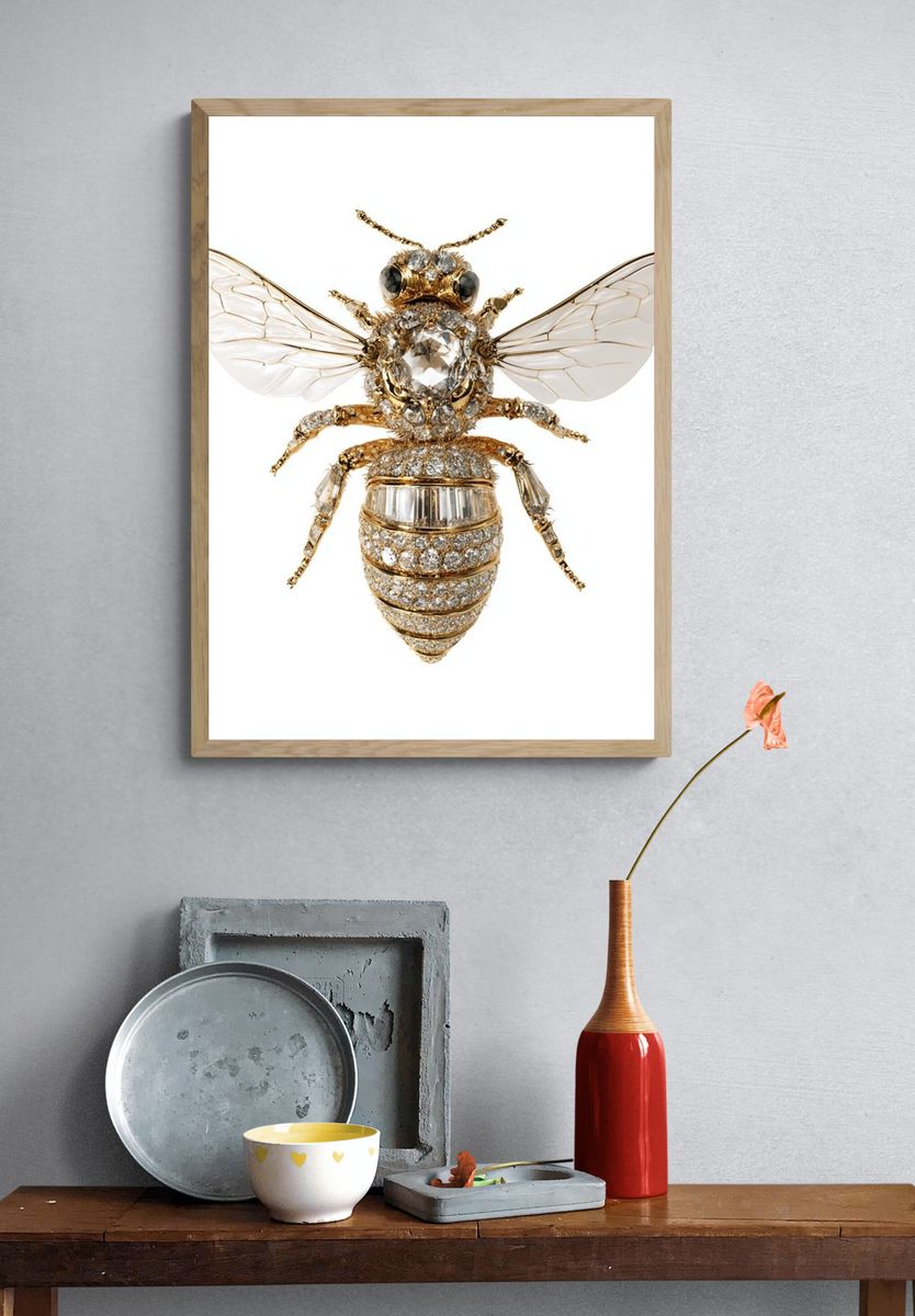 Jeweled Bee Illustration Poster. — room view 3