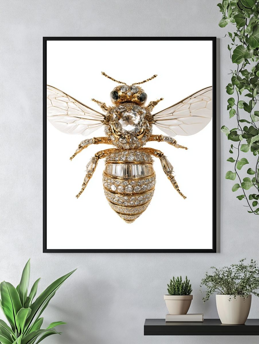 Jeweled Bee Illustration Poster. — room view 4