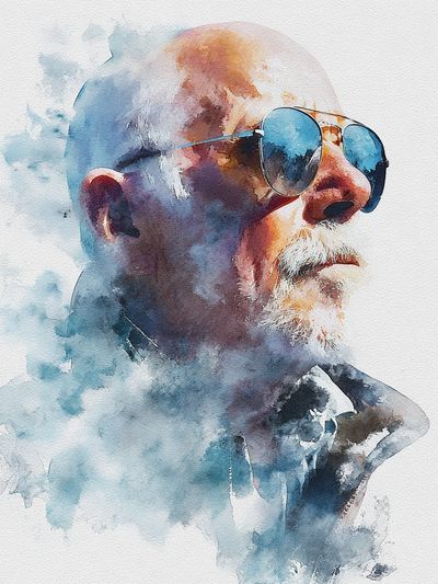 Watercolor Gentleman Portrait Print. poster print