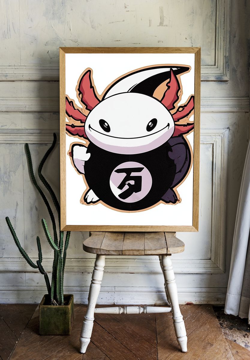 Axolotl Mascot Illustration Poster. room preview