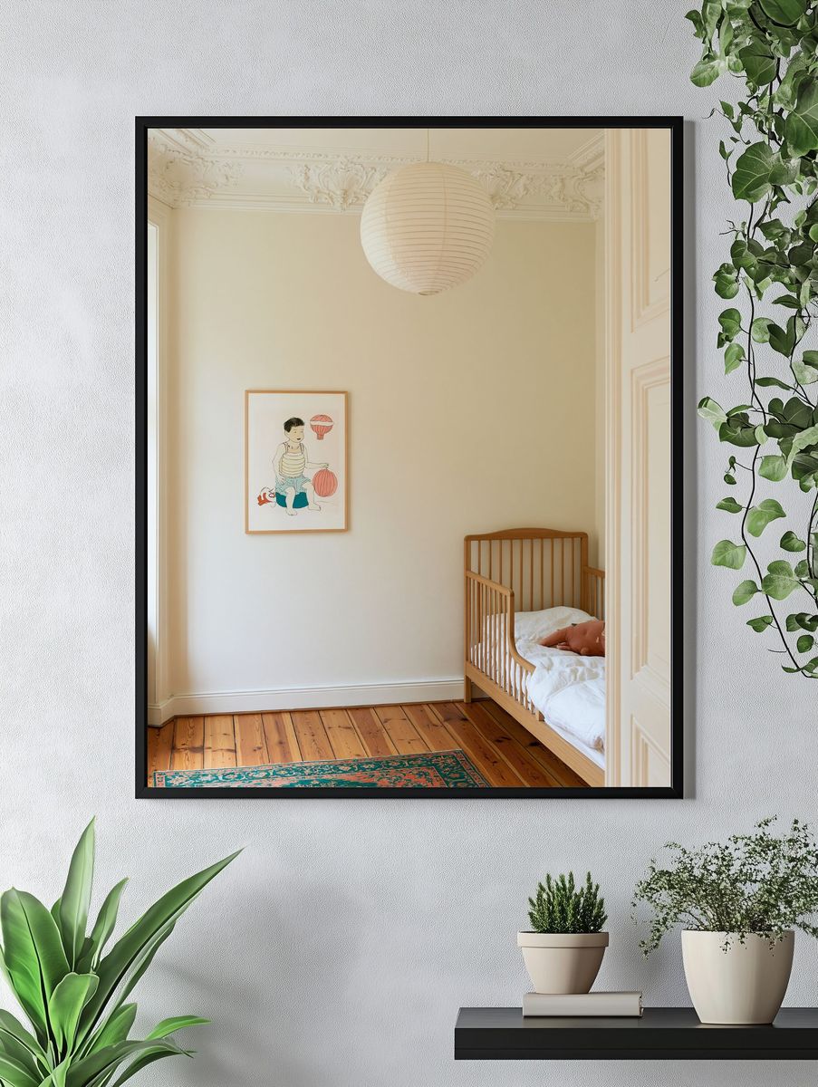 Child with Balloons Illustration Poster. — room view 4
