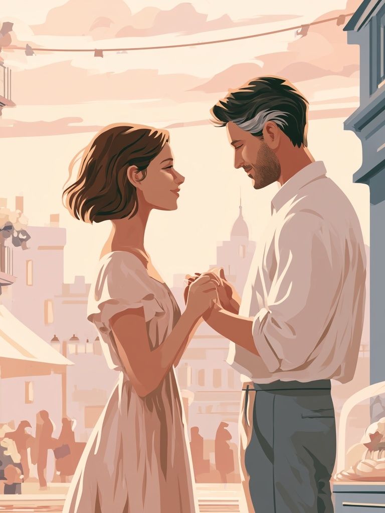 Romantic Couple in Paris Illustration Poster. poster — illustration art