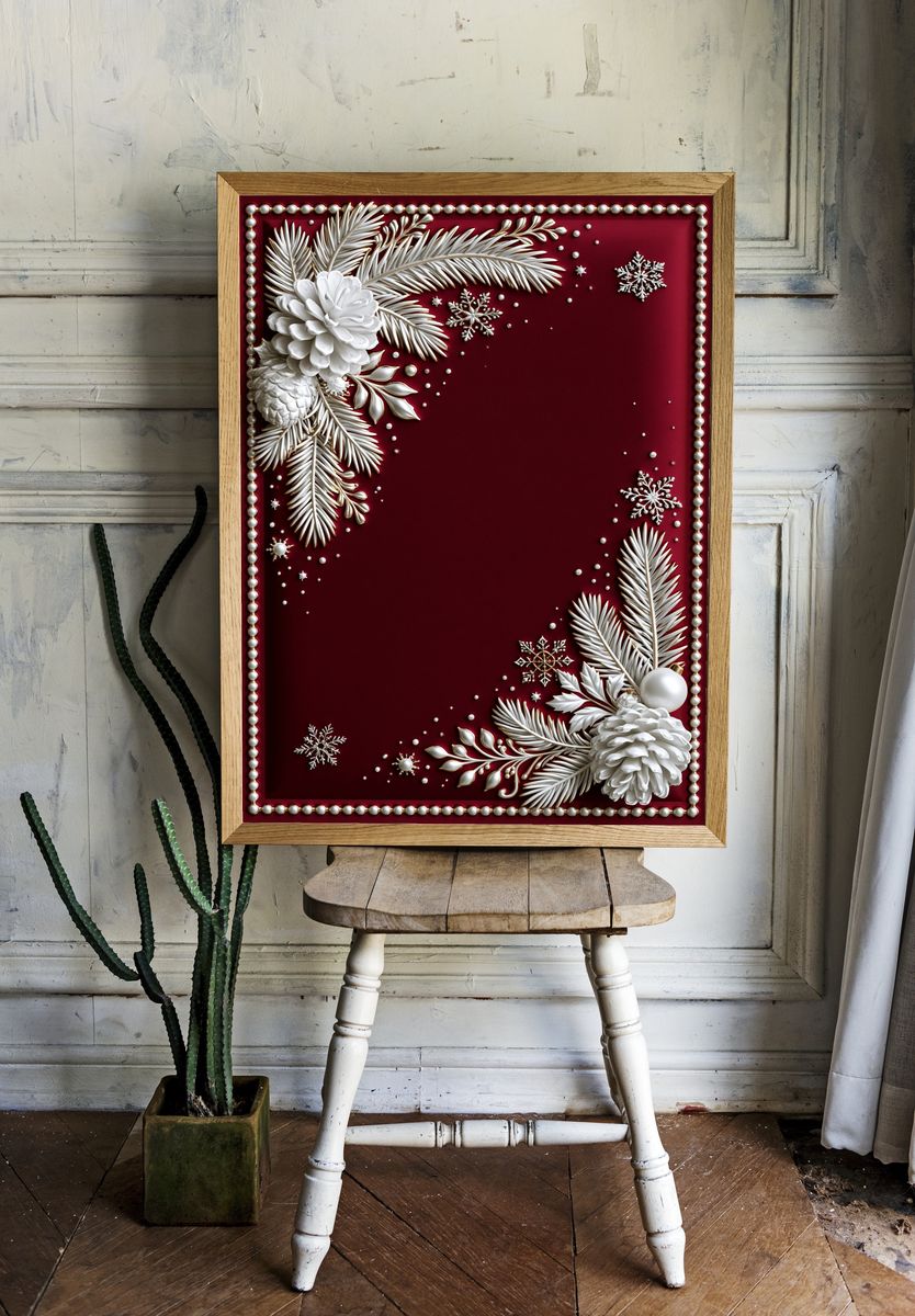 Winter Floral Ornament Poster. — room view 1
