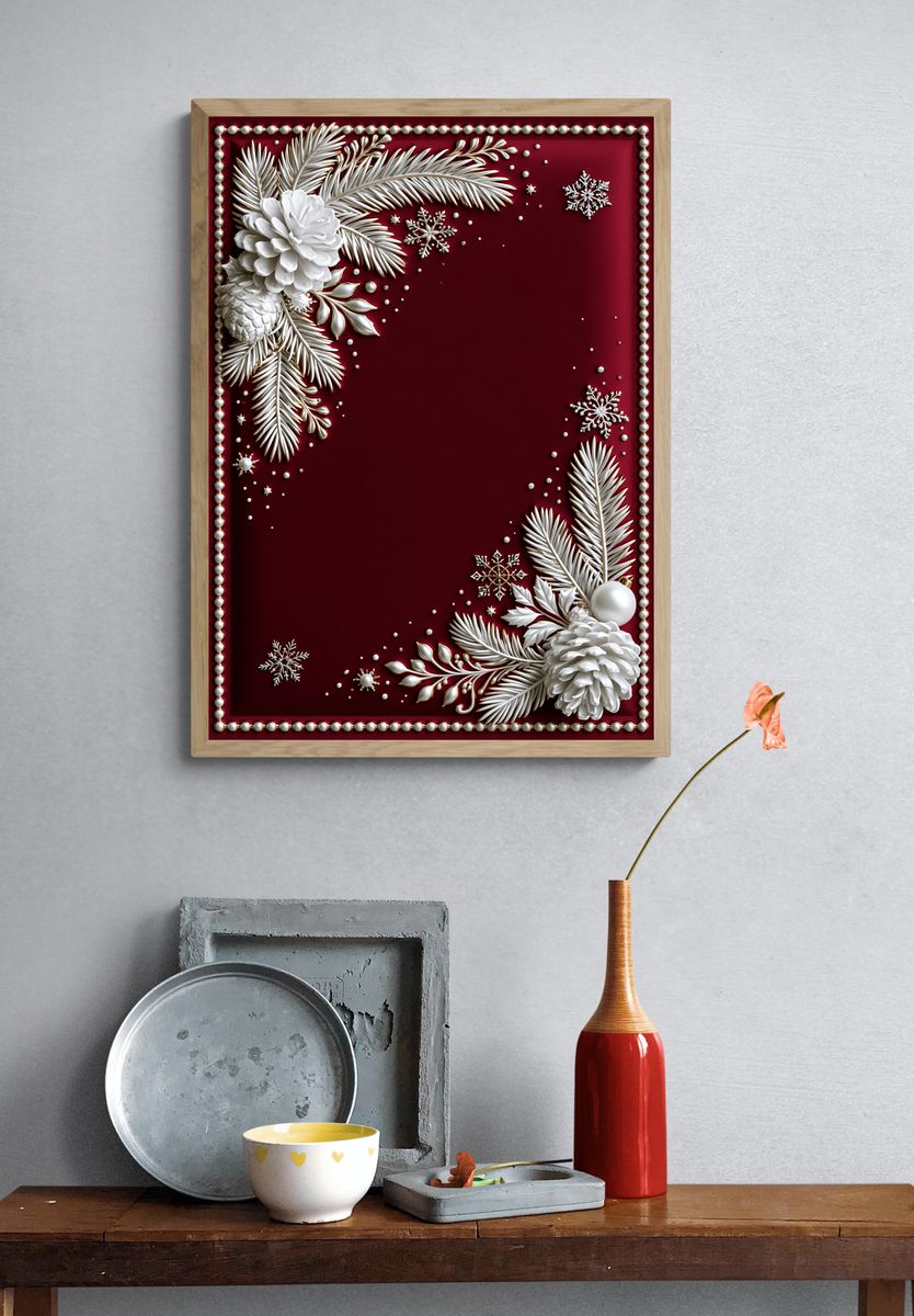 Winter Floral Ornament Poster. — room view 3