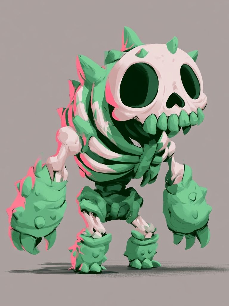 Cute Monster Skeleton Illustration Poster. poster — illustration art