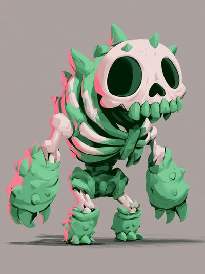Cute Monster Skeleton Illustration Poster. poster