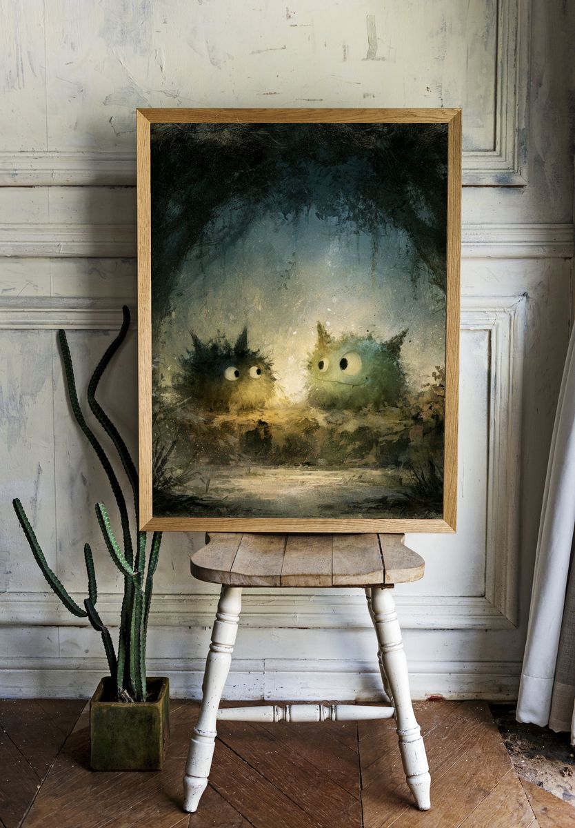 Forest Spirits Illustration Poster. — room view 1