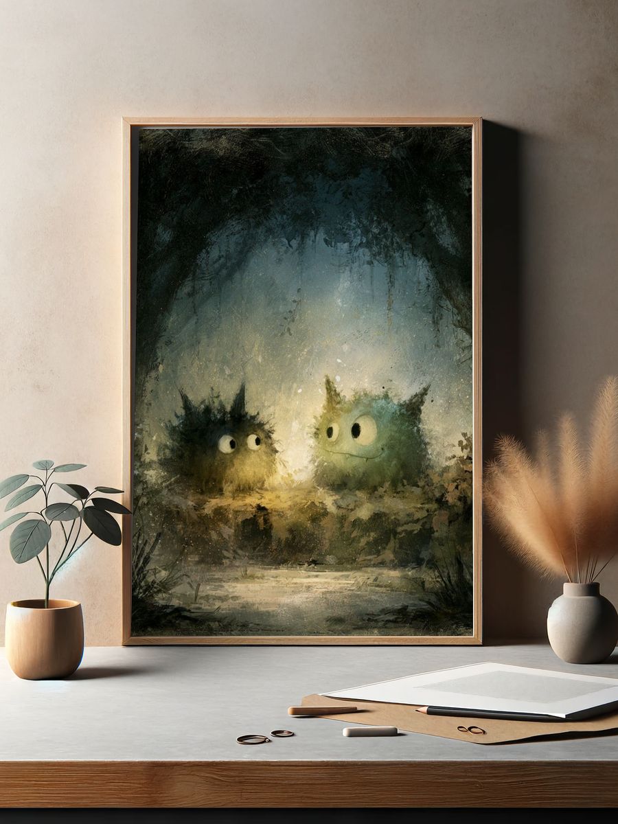 Forest Spirits Illustration Poster. — room view 2