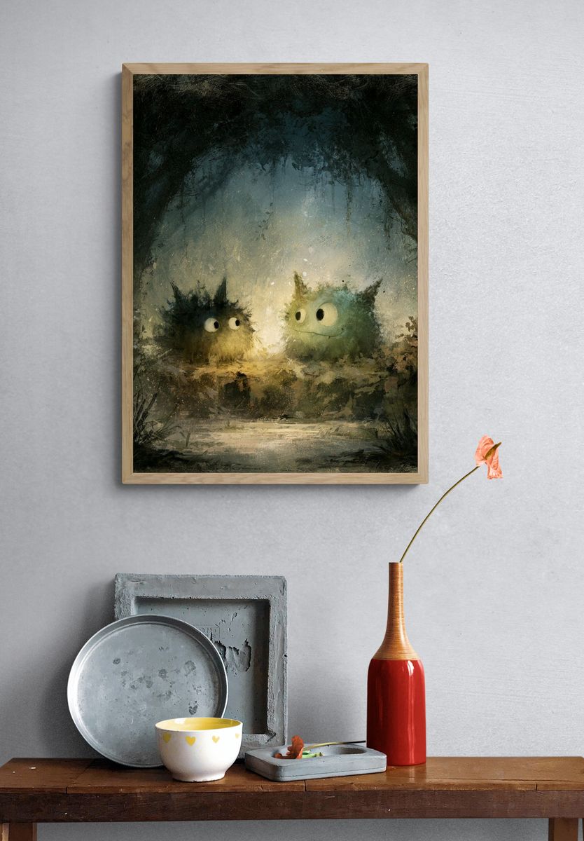 Forest Spirits Illustration Poster. — room view 3