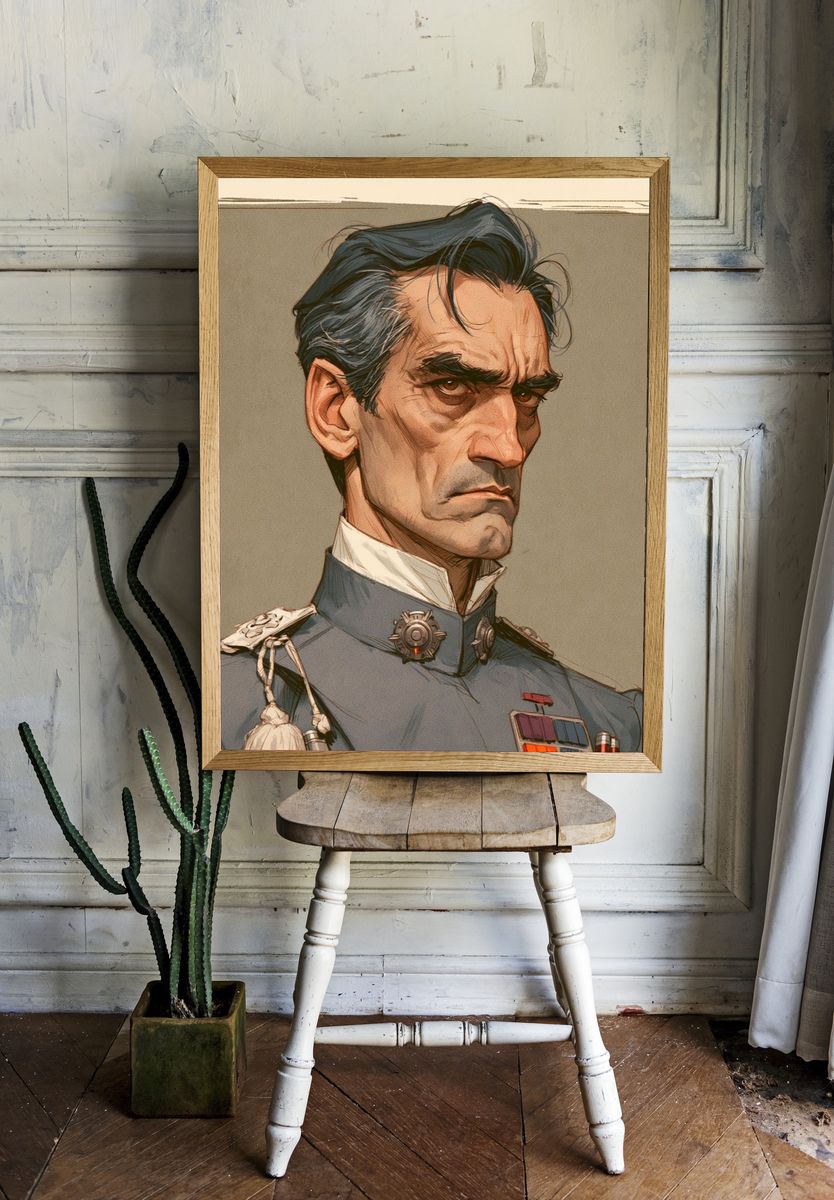 Stoic Officer Portrait Illustration Poster. room preview