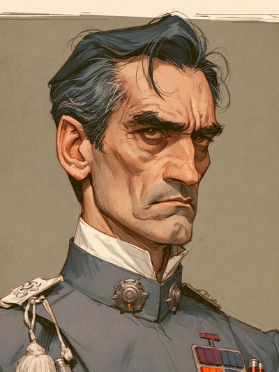 Stoic Officer Portrait Illustration Poster.