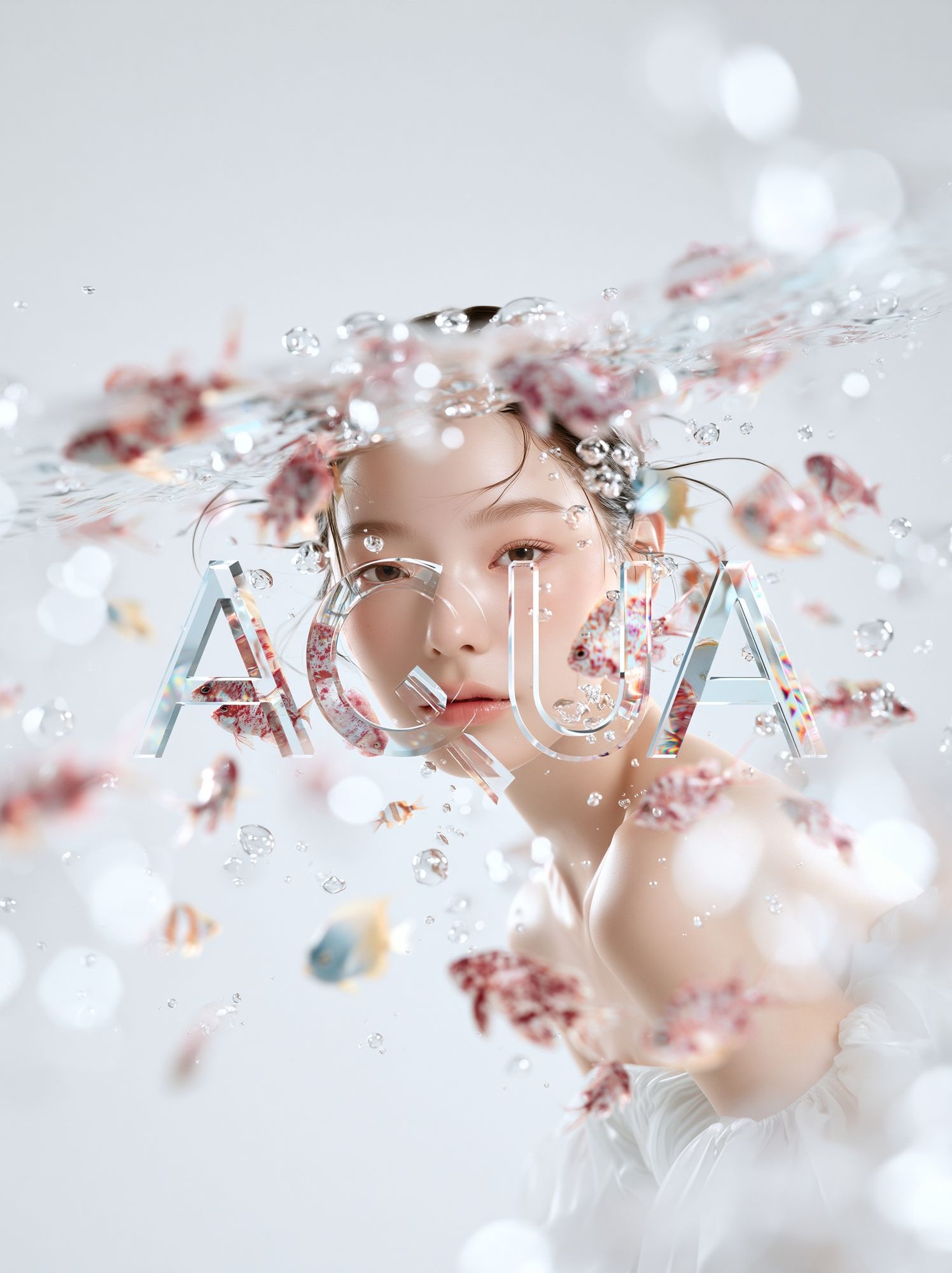 Aquatic Aqua Portrait Poster. poster detail