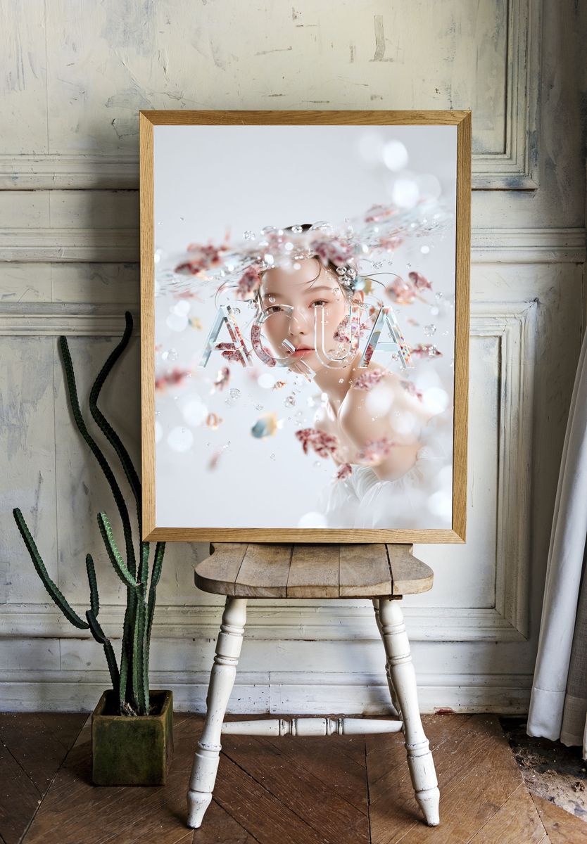 Aquatic Aqua Portrait Poster. room preview