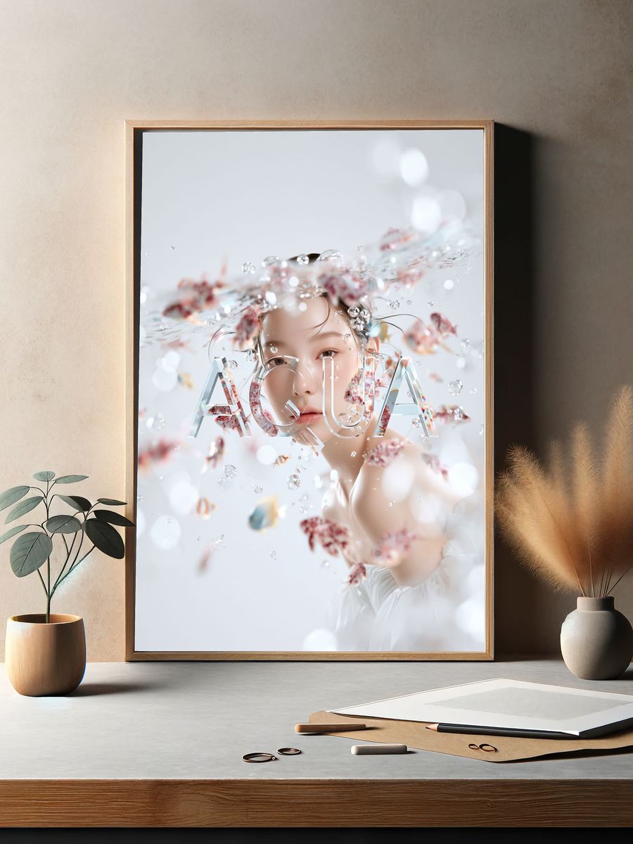 Aquatic Aqua Portrait Poster. — room view 2