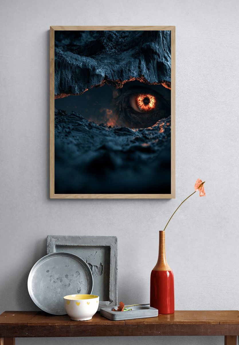 Fiery Eye in Rock Crevice Print. — room view 3