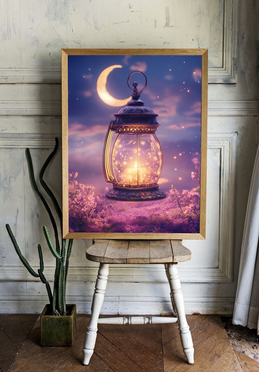 Moonlit Lantern Fantasy Print. room preview